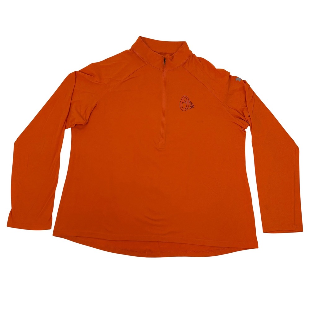Baltimore Orioles Shirt Women's 2XL Orange Under Armour 1/2 Zip Pullover MLB‎